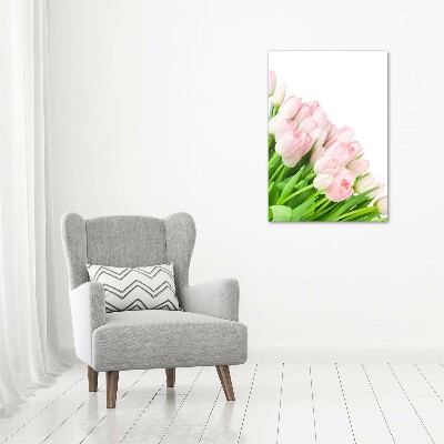 Foto obraz na szkle pionowy Różowe tulipany