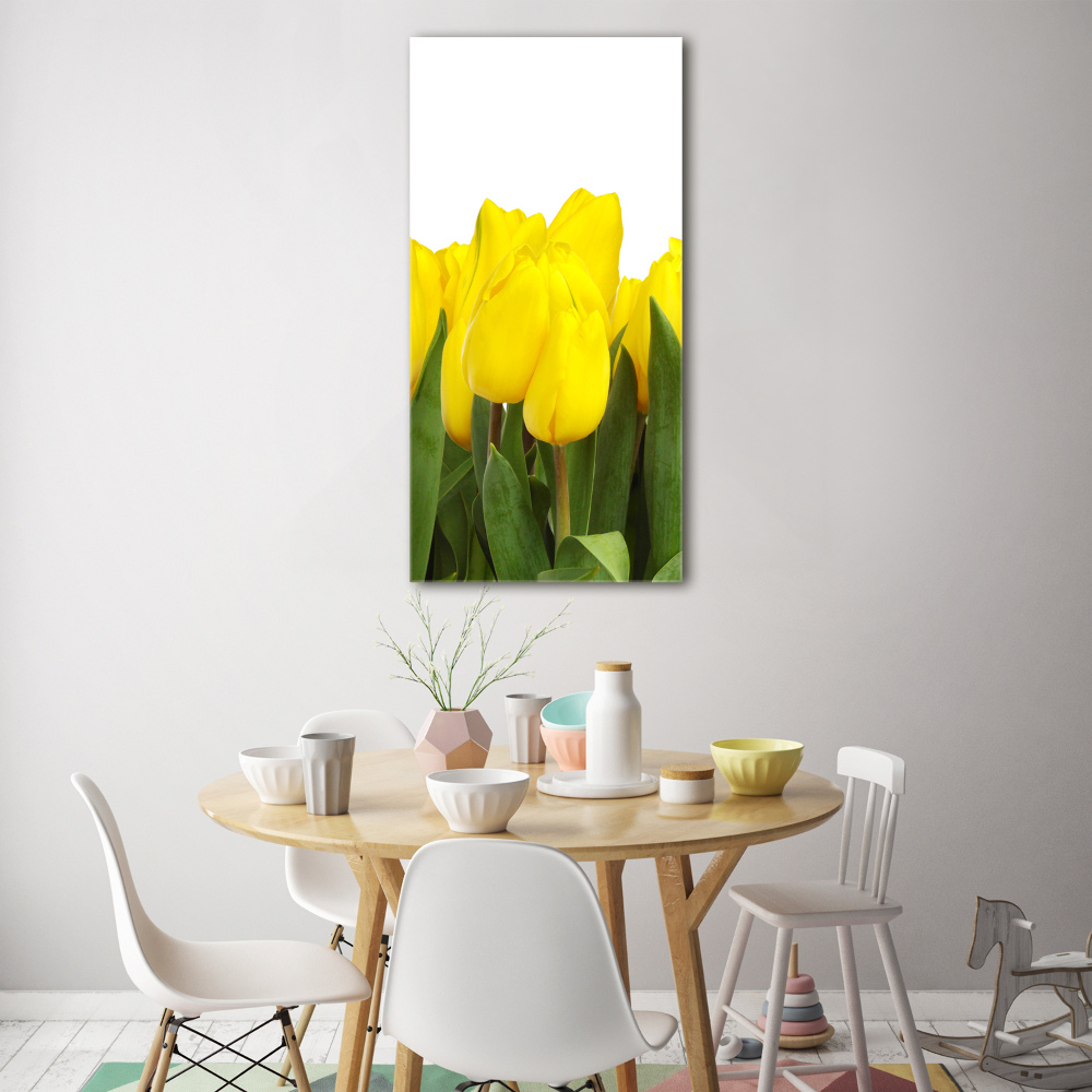 Foto obraz zdjęcie na szkle pionowy Żółte tulipany