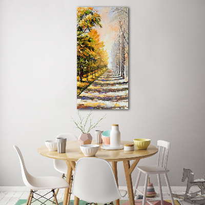 Foto obraz szkło hartowane pionowy Zima i jesień