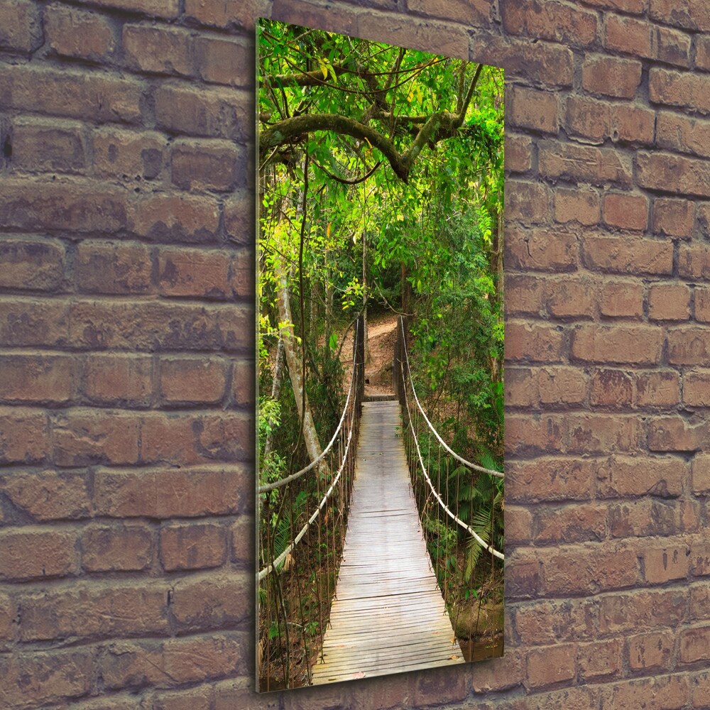 Foto obraz na szkle pionowy Most wiszący w lesie