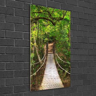 Foto obraz na szkle pionowy Most wiszący w lesie