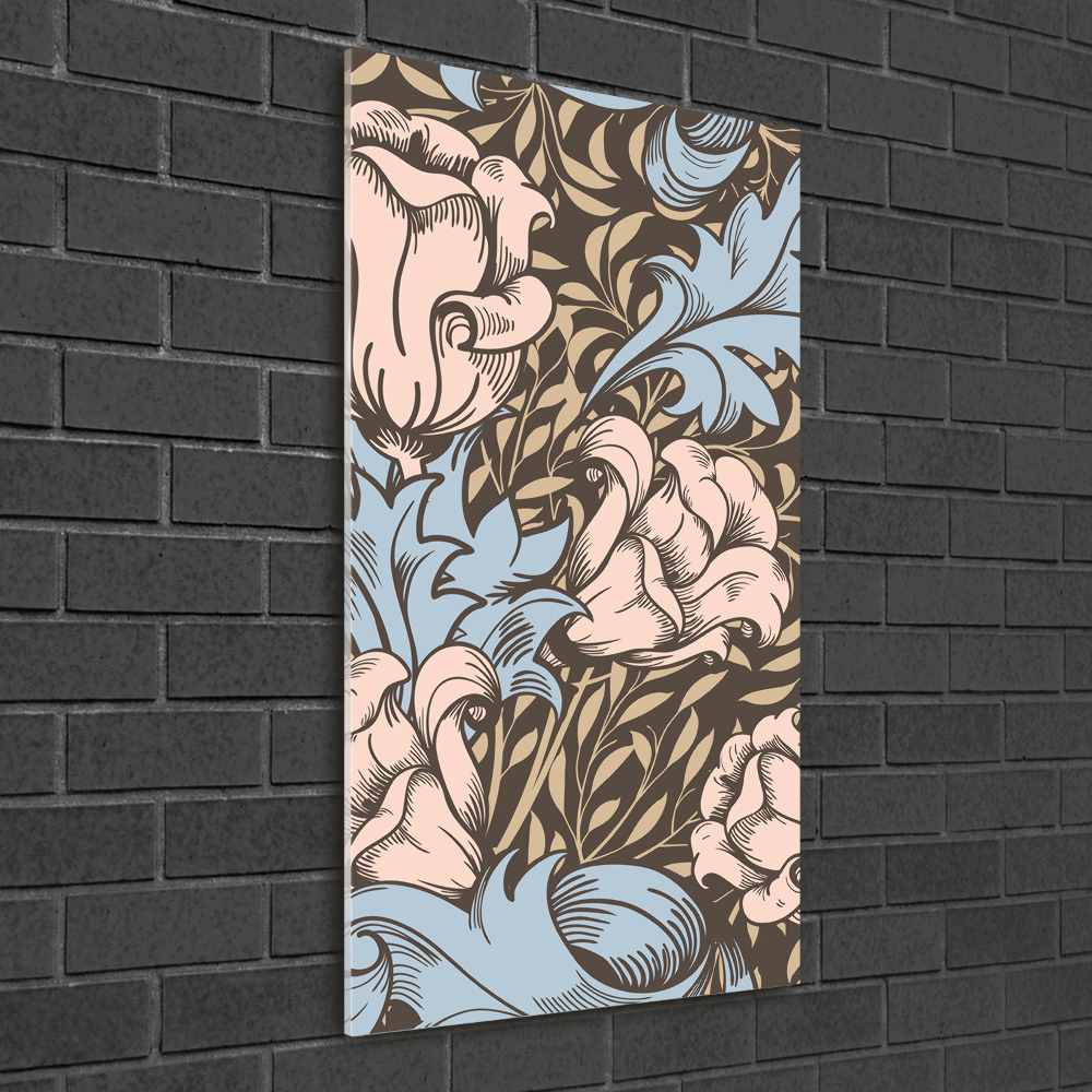 Foto obraz na szkle pionowy Kwiaty i liście