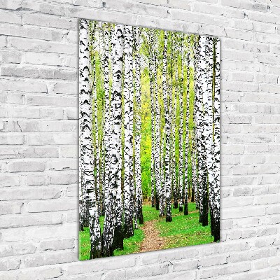 Foto obraz szkło hartowane pionowy Las brzozowy