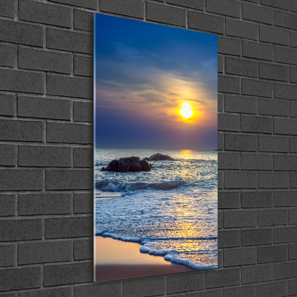 Foto obraz na szkle pionowy Zachód słońca plaża