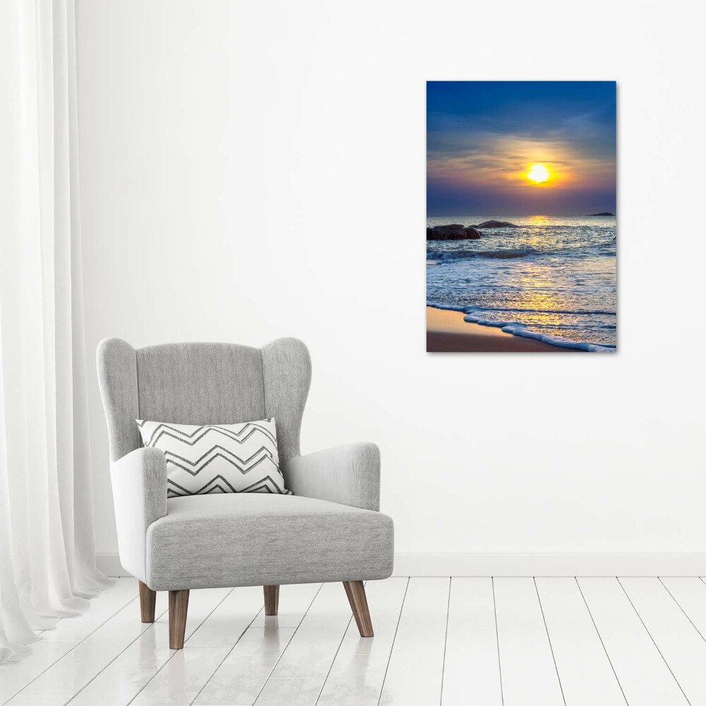 Foto obraz na szkle pionowy Zachód słońca plaża
