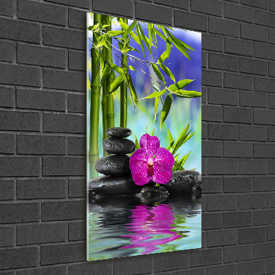 Foto obraz na szkle pionowy Orchidea i bambus