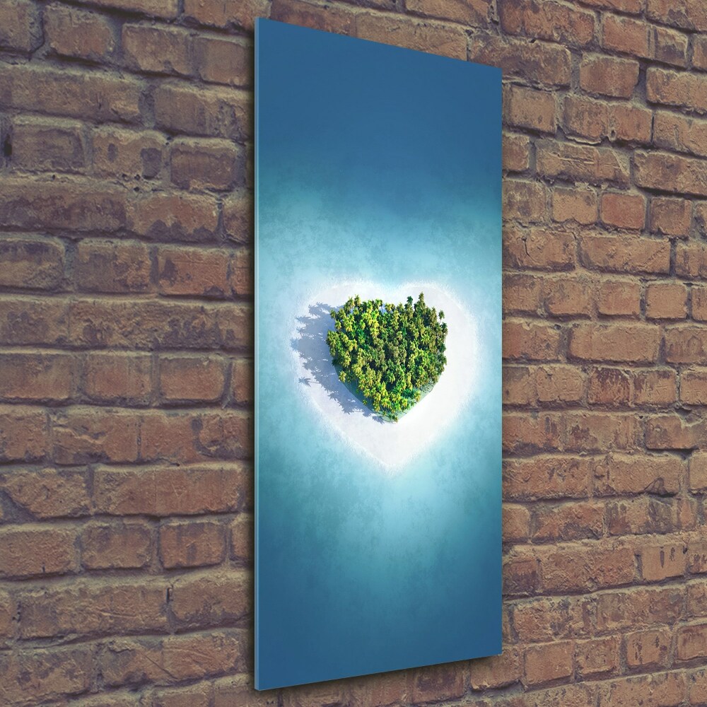 Foto obraz na szkle pionowy Plaża kształt serca