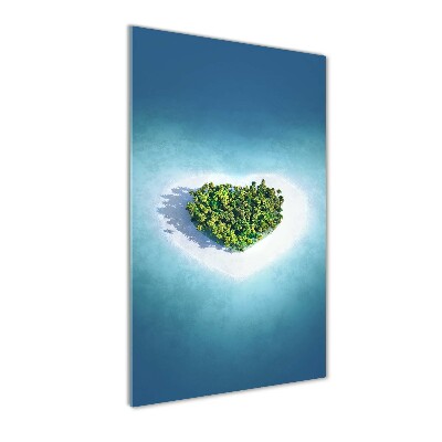 Foto obraz na szkle pionowy Plaża kształt serca