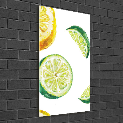 Foto obraz na szkle pionowy Limonki i cytryny