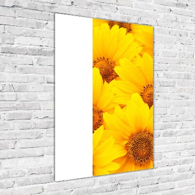 Foto obraz szkło hartowane pionowy Słoneczniki
