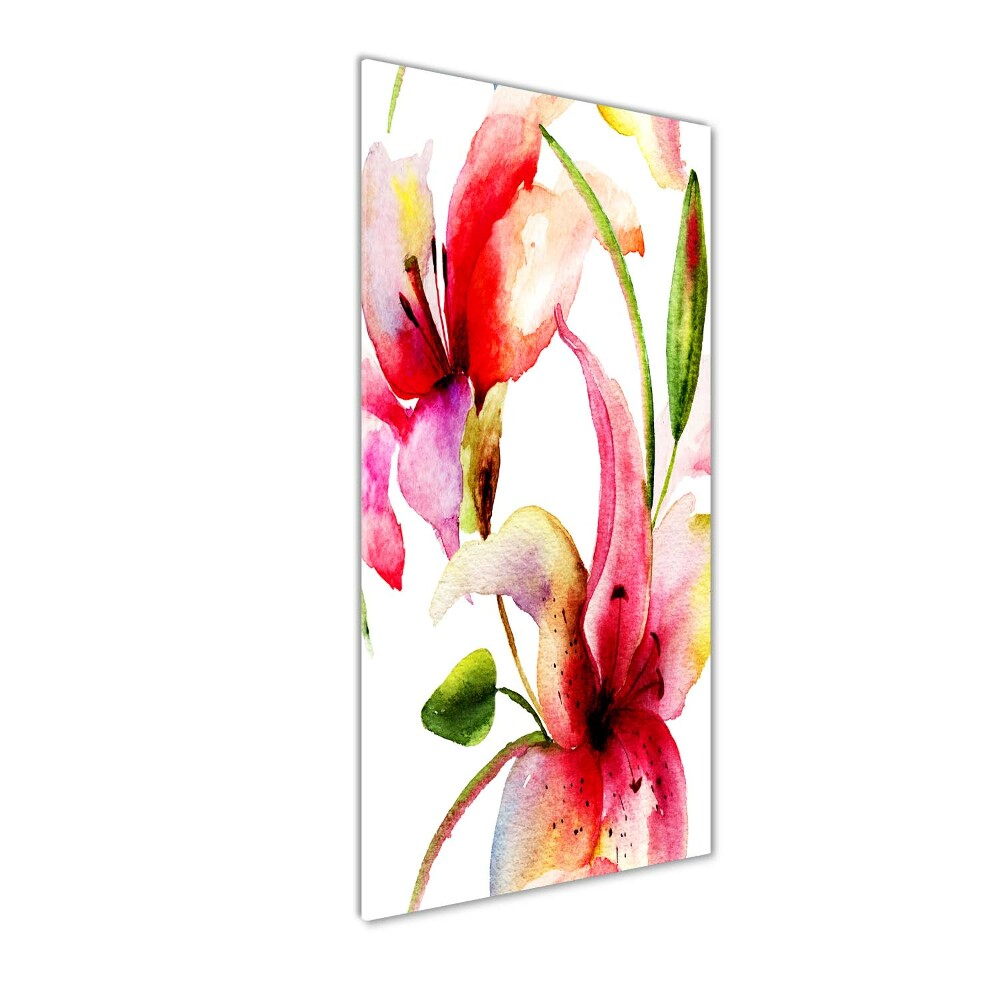 Foto obraz szkło hartowane pionowy Kwiaty lilii