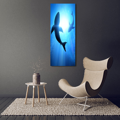 Foto obraz szklany pionowy Sylwetki rekinów