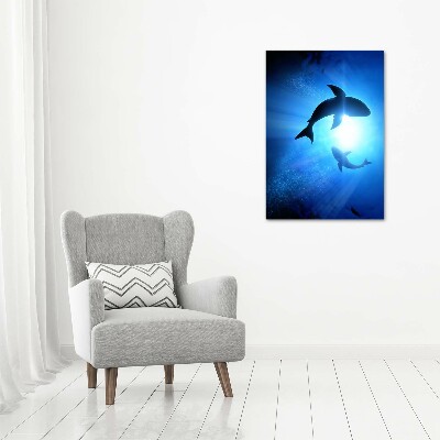 Foto obraz szklany pionowy Sylwetki rekinów