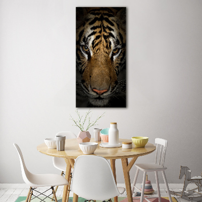 Nowoczesny szklany obraz ze zdjęcia pionowy Tygrys