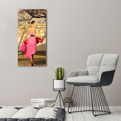 Foto obraz zdjęcie na szkle pionowy Kobieta w różu