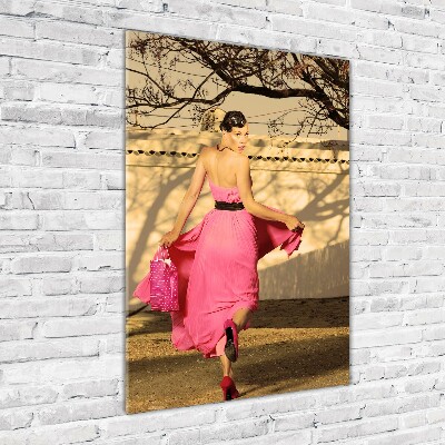 Foto obraz zdjęcie na szkle pionowy Kobieta w różu