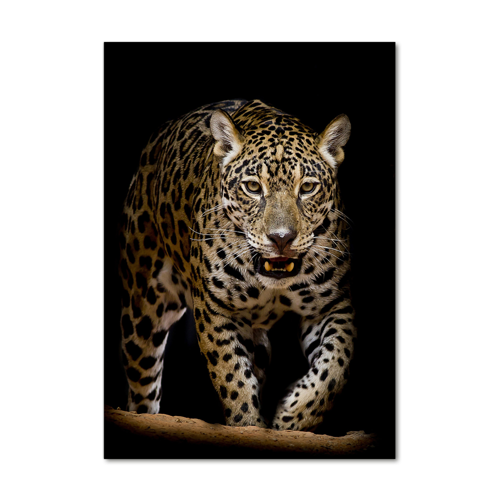 Nowoczesny szklany obraz ze zdjęcia pionowy Jaguar