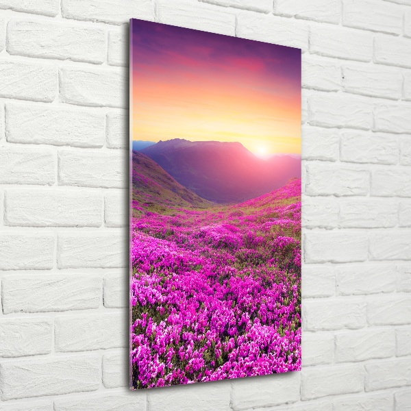 Foto obraz szklany pionowy Góry rododendron