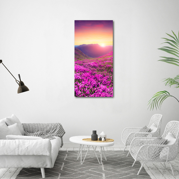 Foto obraz szklany pionowy Góry rododendron