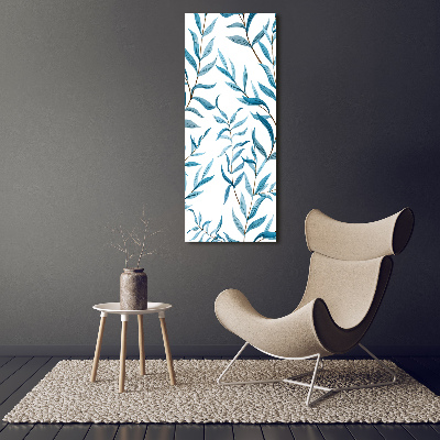 Nowoczesny szklany obraz ze zdjęcia pionowy Liście