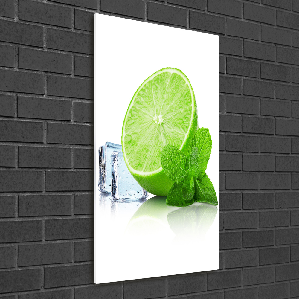 Foto obraz szkło hartowane pionowy Limonka i lód