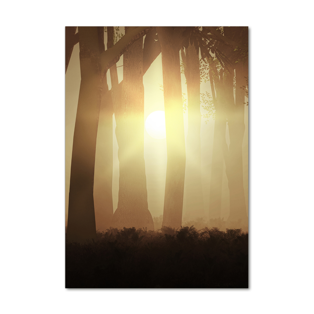 Foto obraz szkło hartowane pionowy Mgłą w lesie