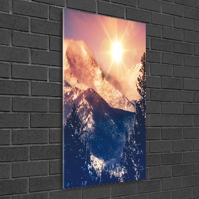 Foto obraz na szkle pionowy Słońce nad górami