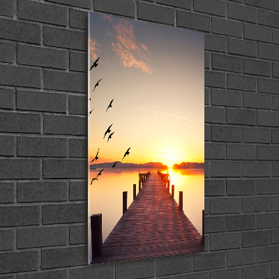 Foto obraz na szkle pionowy Zachód słońca molo