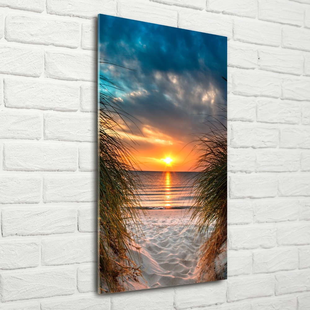 Foto obraz na szkle pionowy Zachód słońca morze