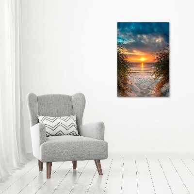 Foto obraz na szkle pionowy Zachód słońca morze
