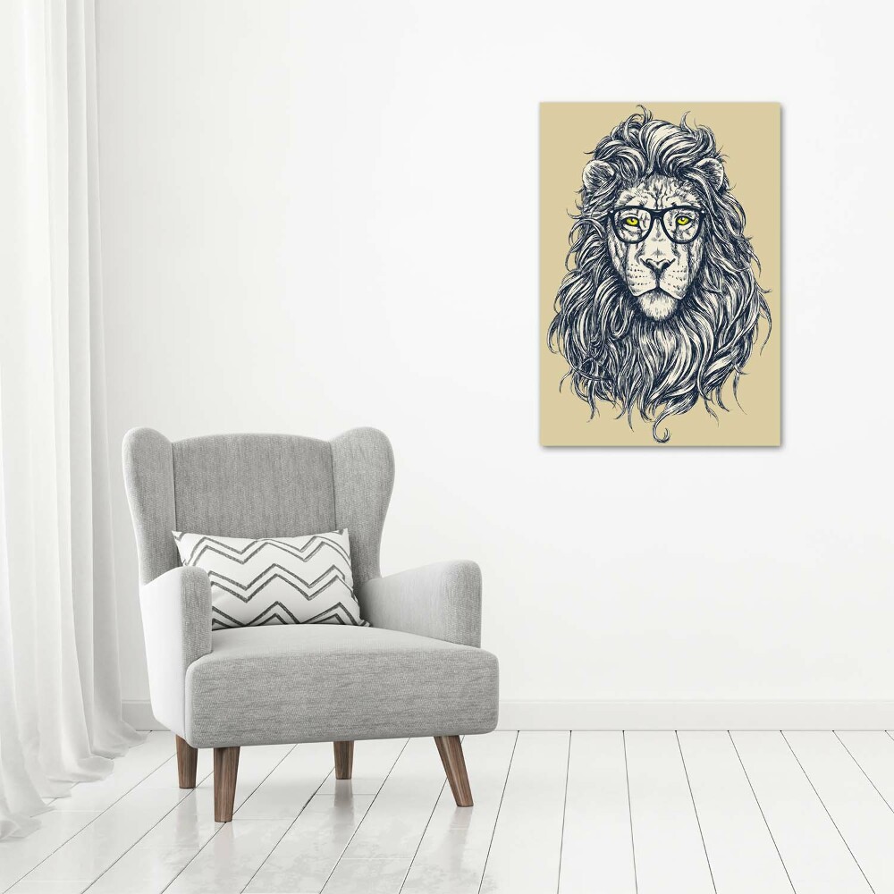 Foto obraz zdjęcie na szkle pionowy Hipsterski lew