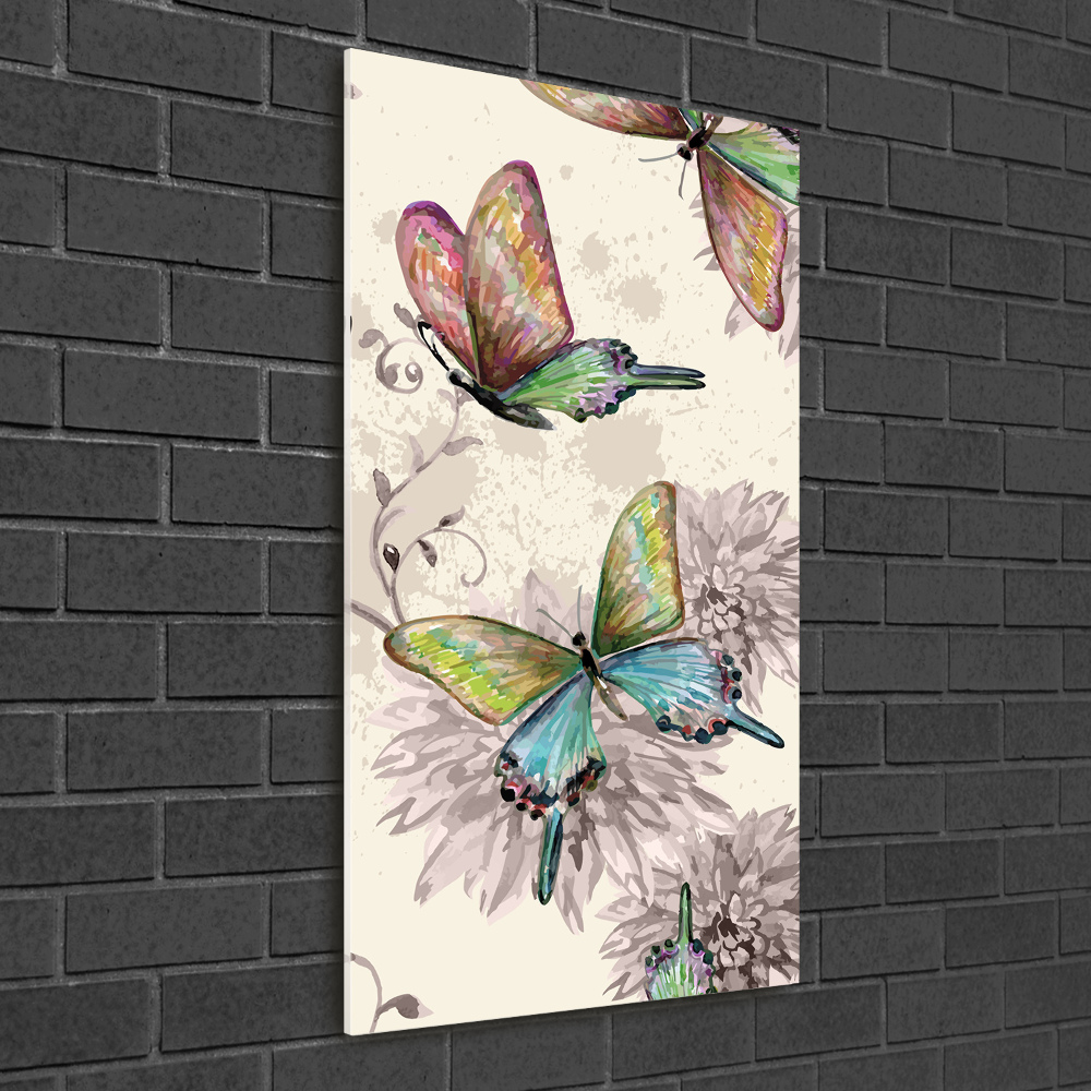 Foto obraz na szkle pionowy Kolorowe motyle