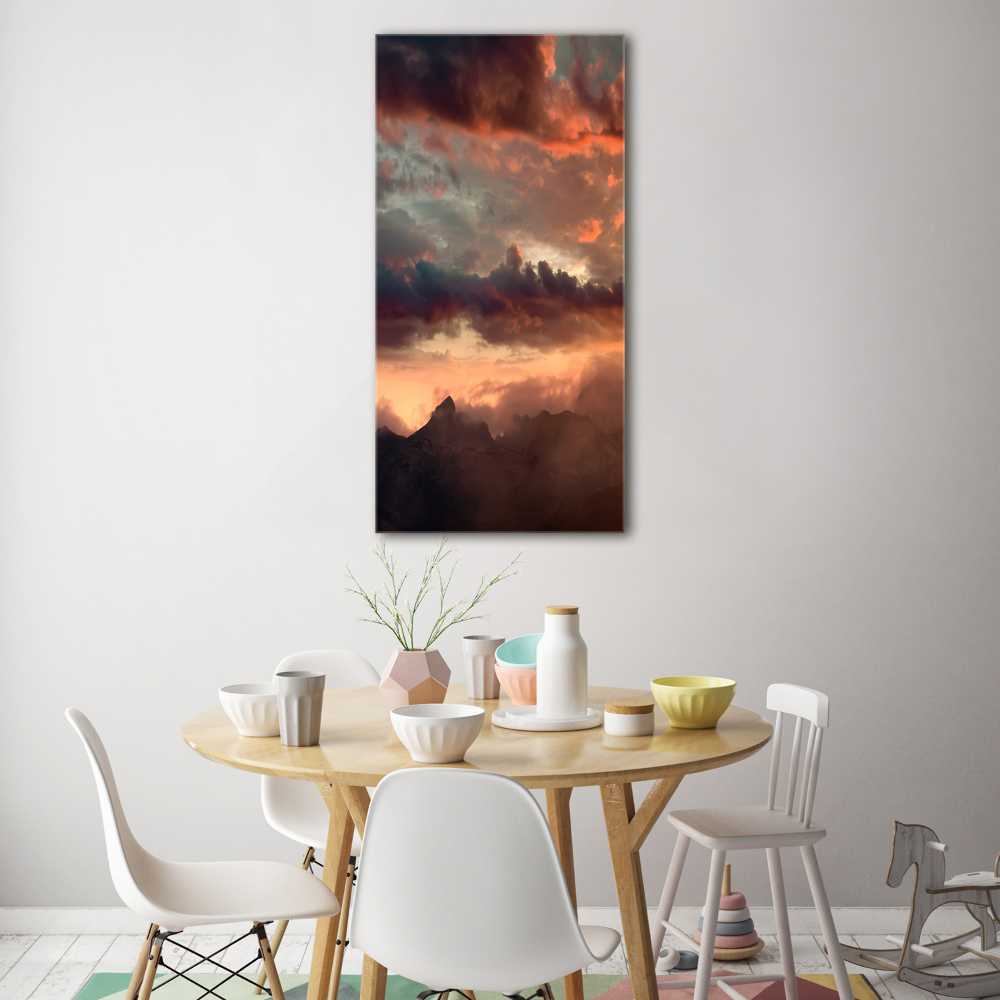 Foto obraz na szkle pionowy Zachód słońca góry