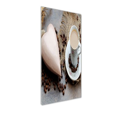 Foto obraz szkło hartowane pionowy Kawa i serce