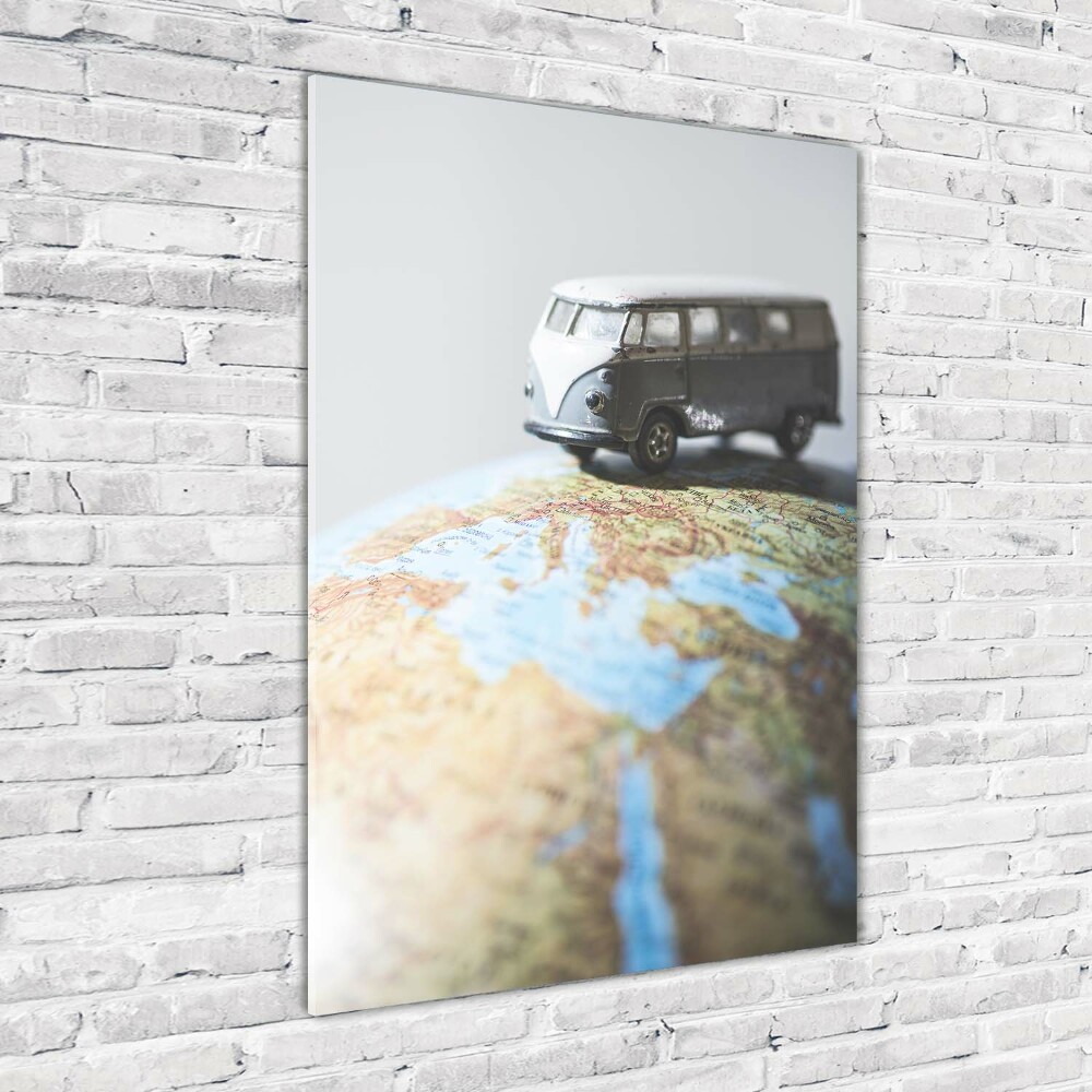 Foto obraz na szkle pionowy Van na globusie