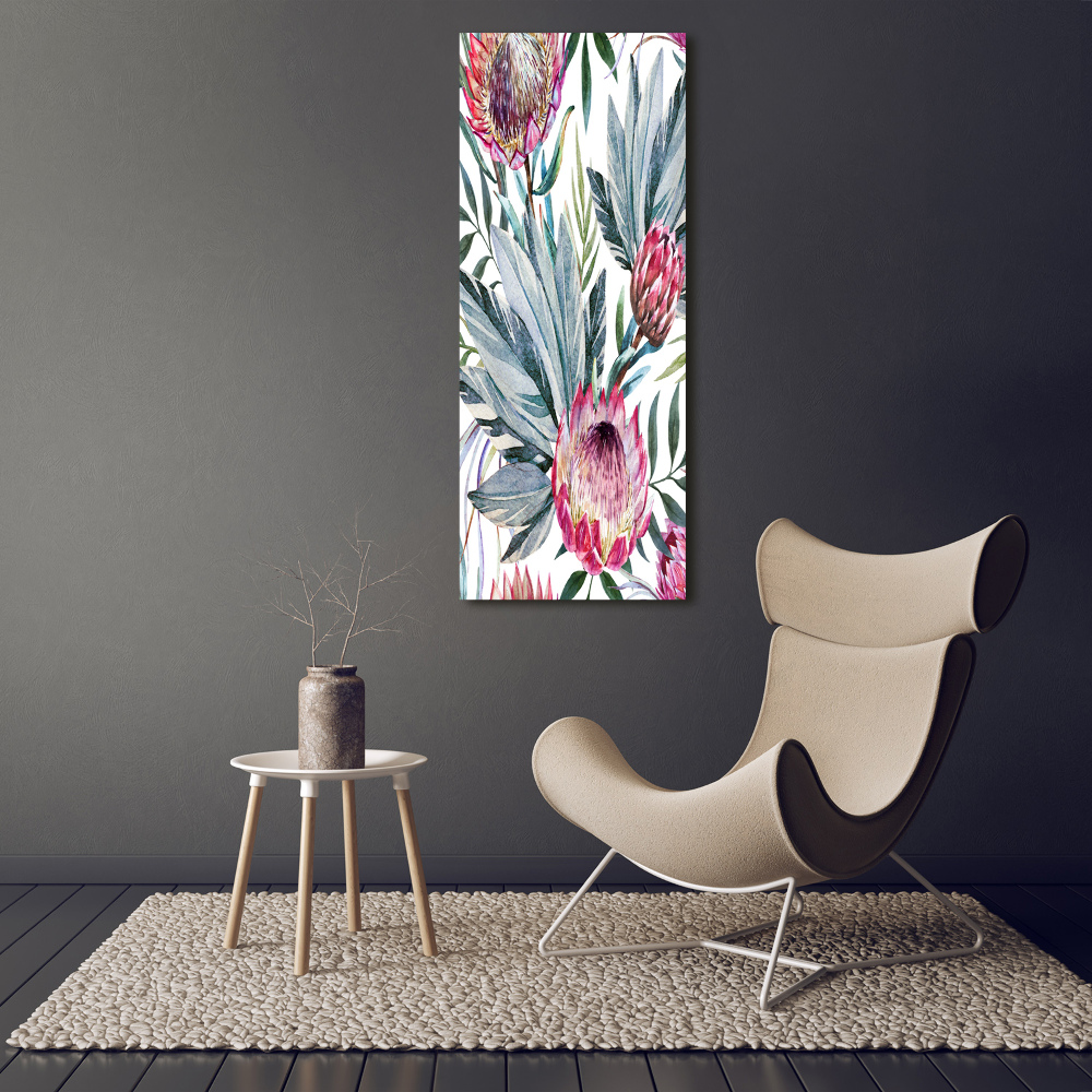 Nowoczesny szklany obraz ze zdjęcia pionowy Protea