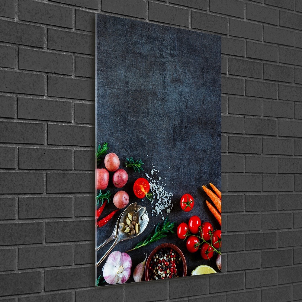 Foto obraz na szkle pionowy Warzywa i przyprawy