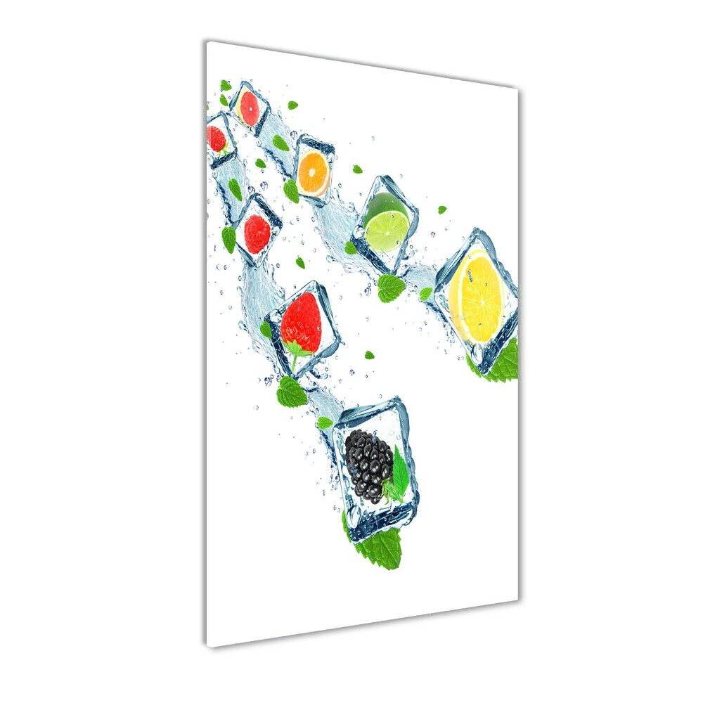 Foto obraz szkło hartowane pionowy Owoce i lód