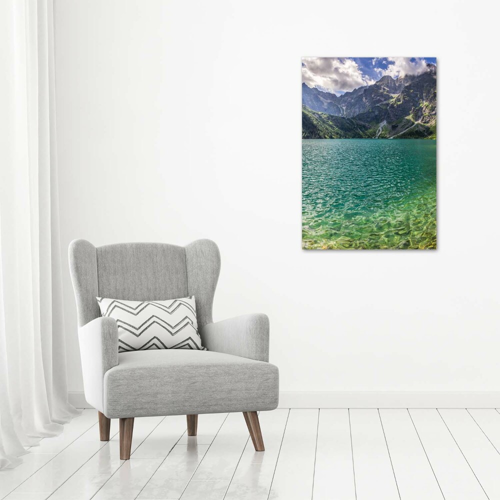 Foto obraz szklany pionowy Jezioro w górach