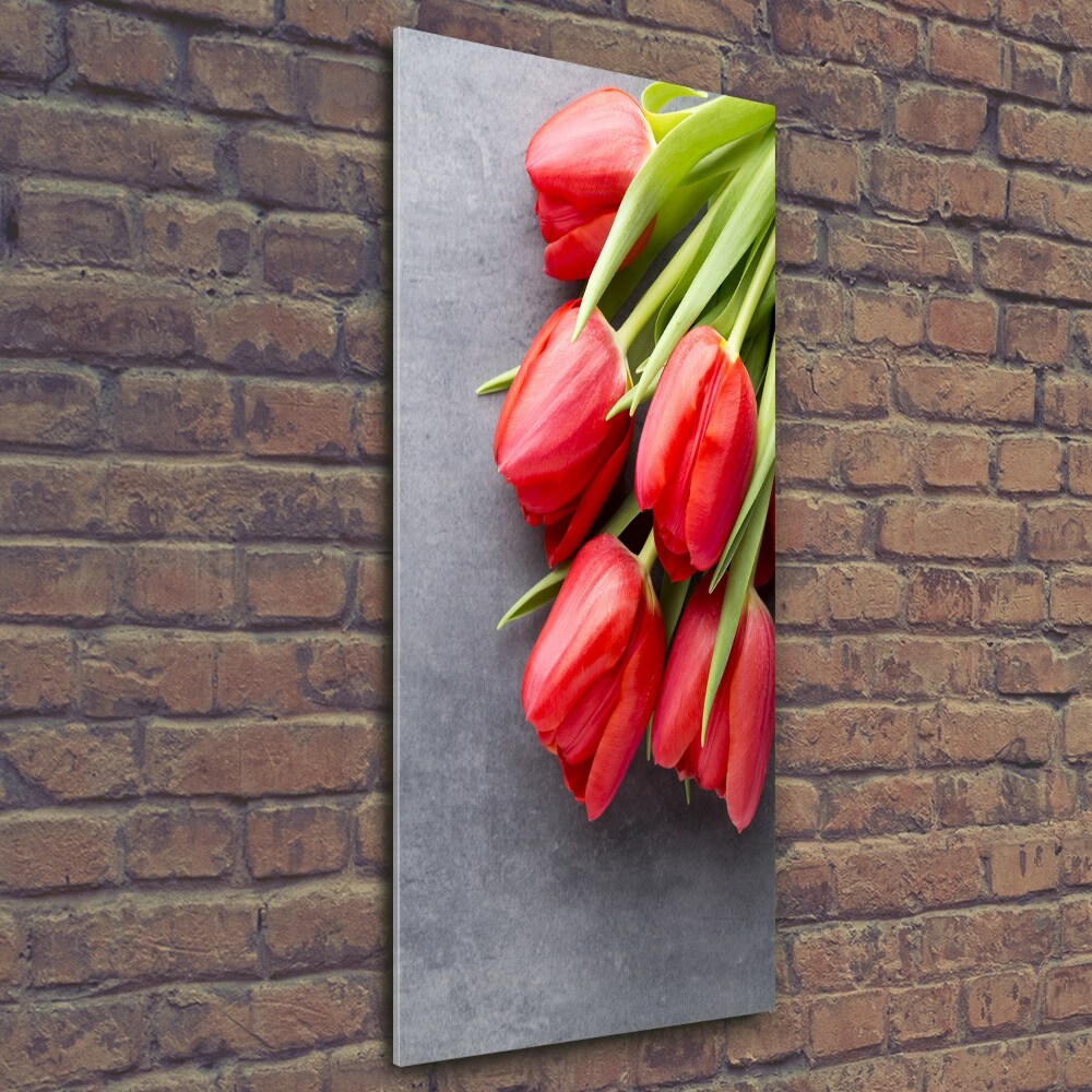 Foto obraz na szkle pionowy Czerwone tulipany