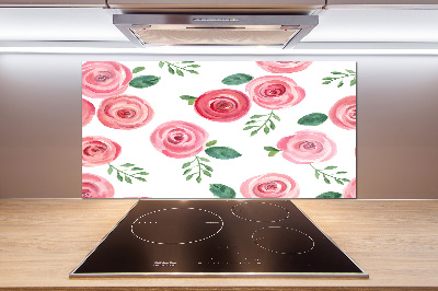 Panel szklany do kuchni Róże