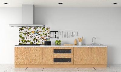 Panel do kuchni Kwiaty i ptaki