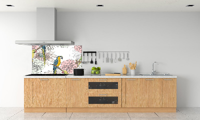 Panel do kuchni Papugi i kwiaty