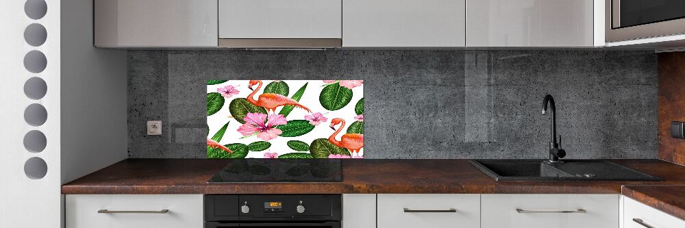 Panel do kuchni Flamingi i rośliny