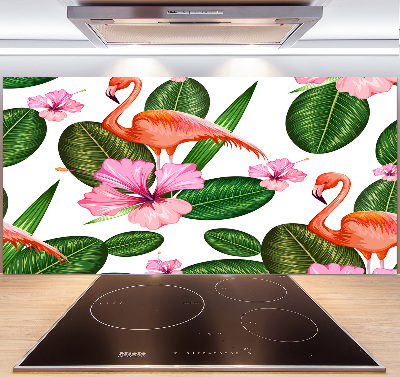 Panel do kuchni Flamingi i rośliny