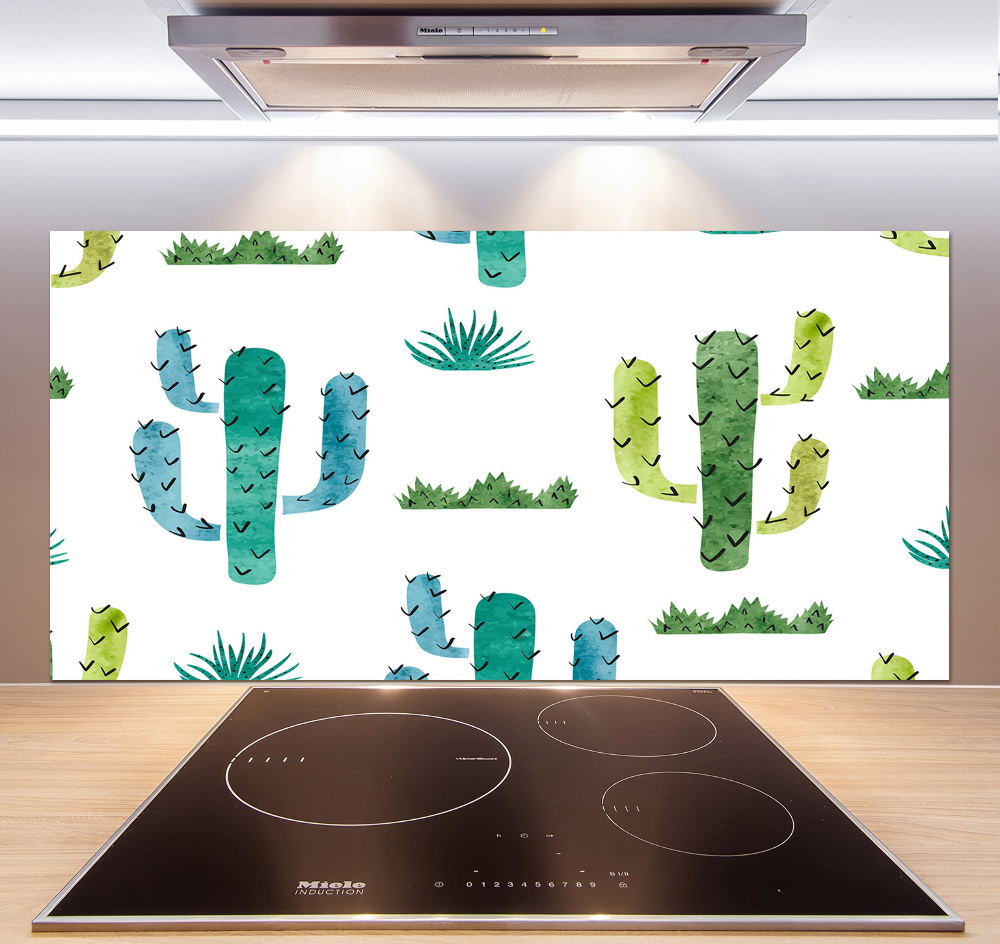 Panel szklany do kuchni Kaktusy