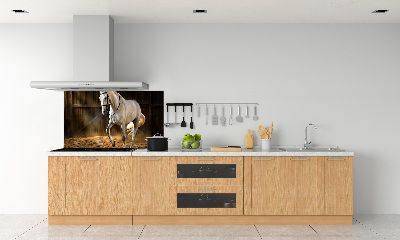 Panel do kuchni Biały koń w stajni