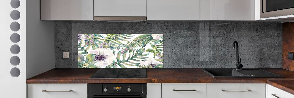 Panel do kuchni Paprocie i kwiaty