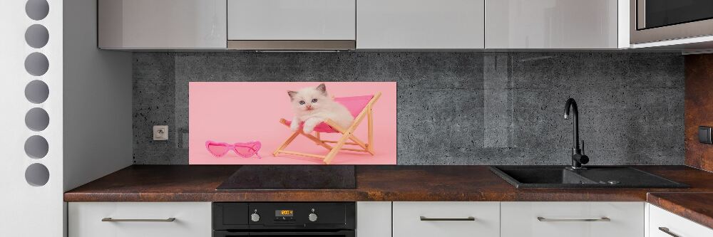 Szklana płyta do kuchni Kot na leżaku