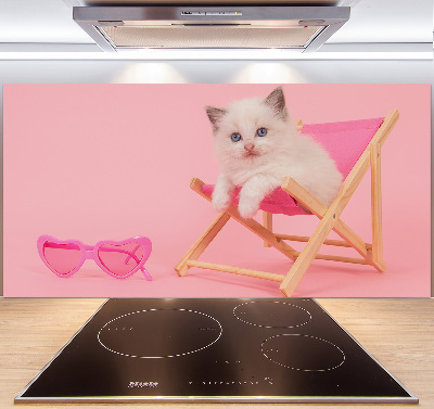 Szklana płyta do kuchni Kot na leżaku